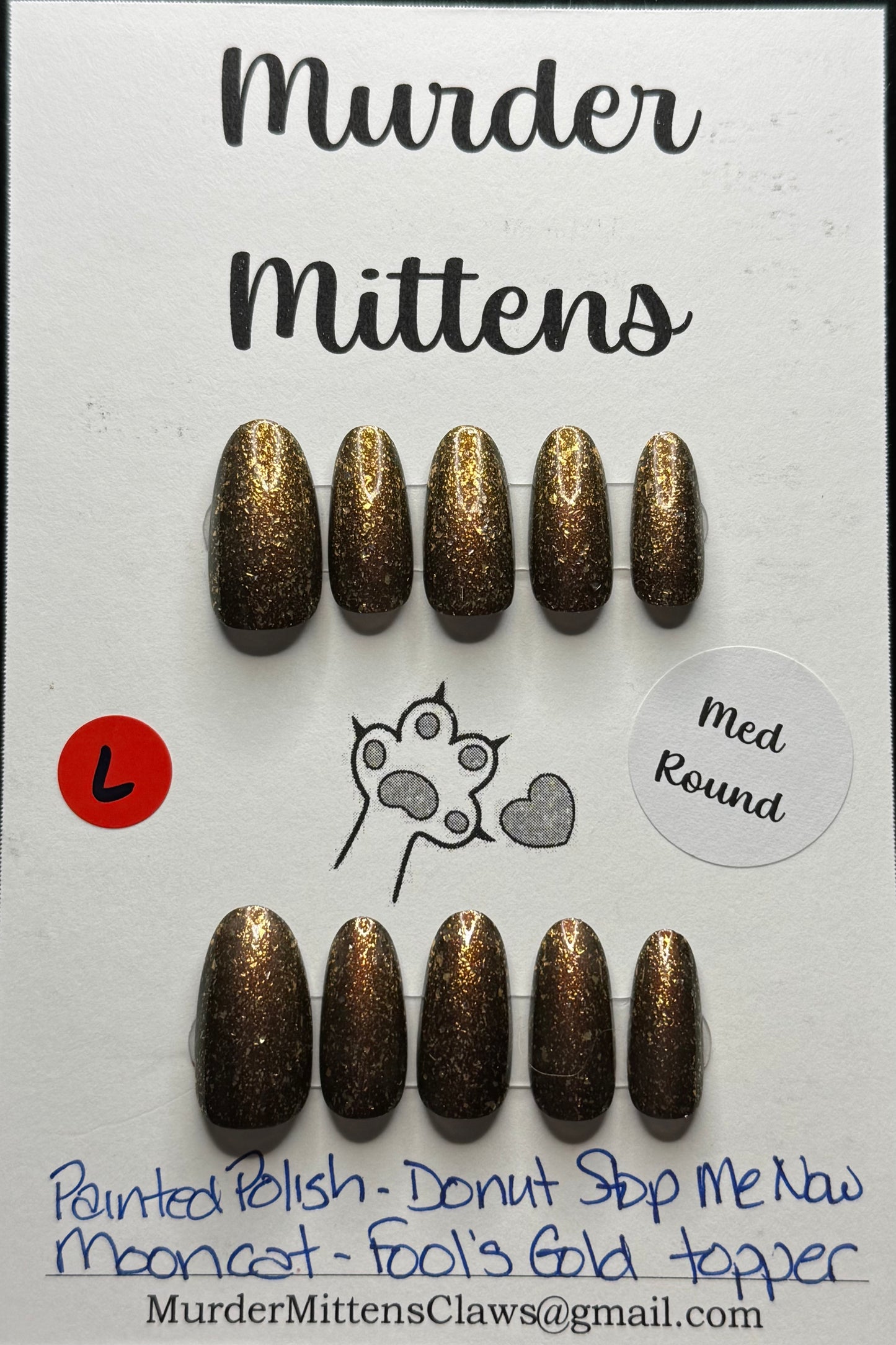 Painted Polish - Donut Stop Me Now & Mooncat - Fool's Gold, press-on nails