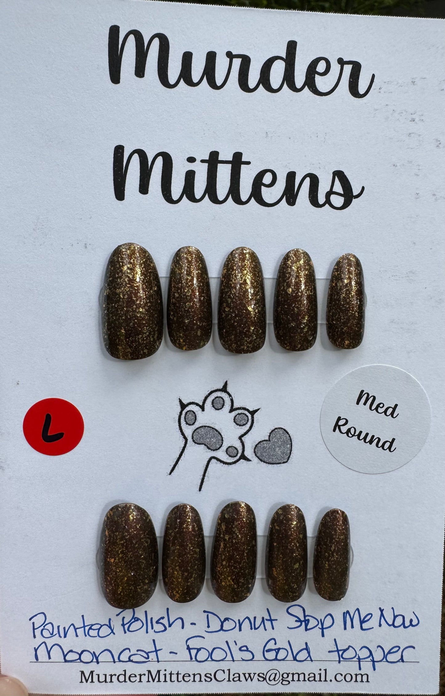 Painted Polish - Donut Stop Me Now & Mooncat - Fool's Gold, press-on nails